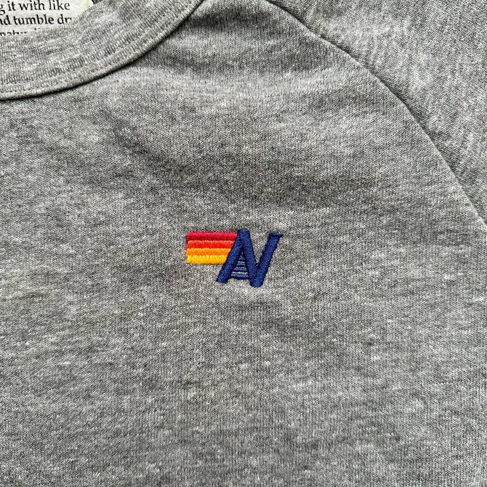 Aviator Nation Gray Crewneck with Rainbow Cuffs - Picture 2 of 7